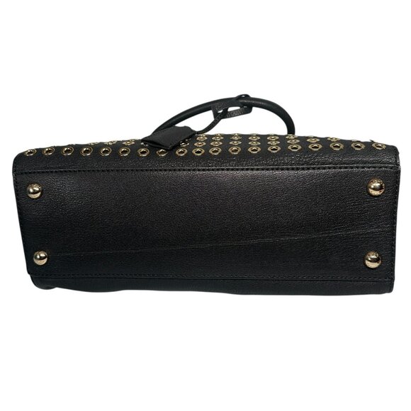 Michael Kors Black Leather Gold Studded Grommet Hamilton Tote - Picture 12 of 16
